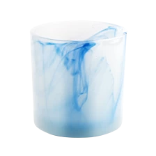 China Frosted Glass Candle Jars Mable Decorative Glass Candle Holders manufacturer