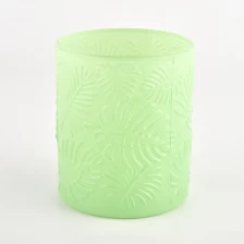 China luxury green glass vessels for candles with decoration wholesale manufacturer