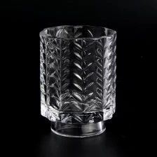 China 200ml Embossed Glass Candle Vessels High Quality Crystal Glass Jar For Candle Making manufacturer