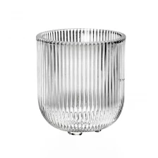 China Popular 260ml 550ml Stripe Ribber Glass Candle Holders manufacturer