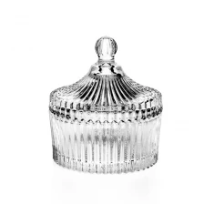 China Classic Stripe Glass Jar with Lids Wholesale manufacturer