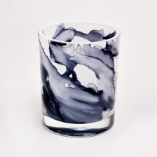 China Custom Marble Glass Candle Holders Marble Finishes Glass Candle Vessels Wholesale manufacturer