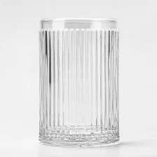 China stripe glass candle vessels for candle making home decor manufacturer