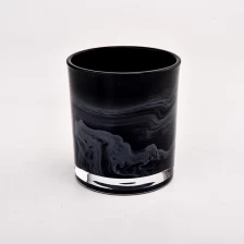 China Black Marble Glass Candle Holders Custom Empty 8oz Glass Candle Holder manufacturer