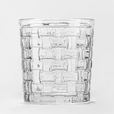China Unique Luxury Woven Pattern Glass Candle Jar With Lids manufacturer