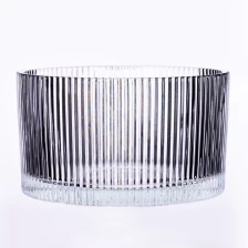 China 1200ml clear glass candle container with stripe home decor manufacturer