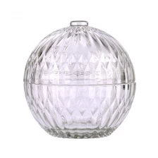 China Ball Shape Glass Candle Jar With Lids Diamond Glass Candle Jar With Lids manufacturer
