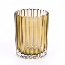 China Wholesale glass candle vessel with stripe home decor manufacturer