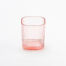 China Sqaure Ribber Glass Candle Holders Custom Square Ribber Candle Glass Wholesale manufacturer