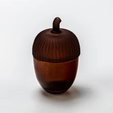 China brown unique shape glass candle jar with lid manufacturer