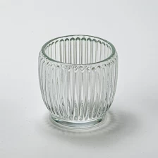 China 6oz clear glass candle container with stripe wholesale manufacturer