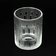 China Unique Ribber Glass Candle Vessels 665ml Custom Color Glass Candle Jars manufacturer