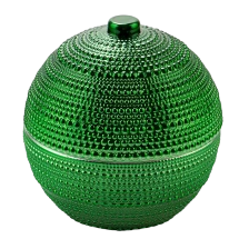 China Dot Glass Candle Jars Christmas Decoration Ball Shape Glass Candle Vessel with Lids manufacturer