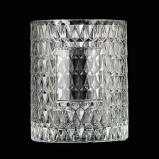 China Private Label Glass Candle Jar High Quality Beautiful Diamond Glass Candle Holders manufacturer