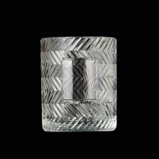 China Popular Custom Color Embossed Pattern Glass Candle Jars manufacturer