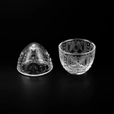 China Wholesale Transparent egg Shaped Glass Jar with embossed pattern manufacturer