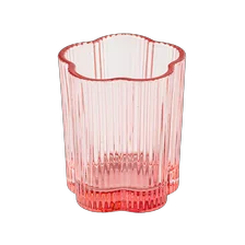 China Wholesale pink color flower design glass candle jar with home decor manufacturer