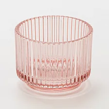 China Pink Stripes color glass candle jar with step Valentine's Day manufacturer