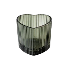 China Heart Shape Stripe Design Glass Vessel Candle Jars for Wholesaling manufacturer
