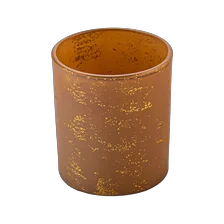 China 8oz matte glass candle jar with gold decor manufacturer