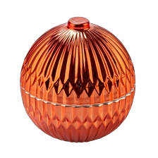 China wholesale round shape glass candle jar with orange color manufacturer