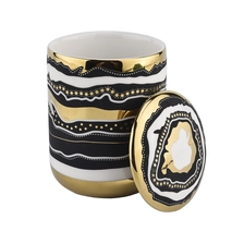 China Luxury Home Decoration Empty Ceramic Candle Vessels with Lids Wholesale manufacturer