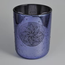 China Raindrop Laser Pattern Glass Candle Jar With Round Bottom manufacturer