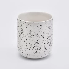 China Popular Shaped Ceramic Candle Jars With Glaze Water Specking manufacturer