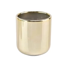 China Gold electroplating Ceramic Candle Jars For Home Decor wholesale manufacturer