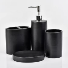 China matte black oval soap dish toothbrush holder lotion dispenser bottle bathroom accessories set luxury manufacturer