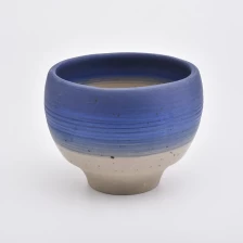 China Blue Color Bowl Shaped Candle Vessels Ceramics manufacturer