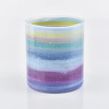China cylinder colorful glass candle vessel candle glass jar glass lid bling candle jars manufacturer