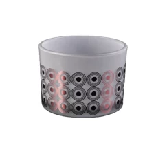China White Glass Candle Container With Decal Decoration wholesale manufacturer