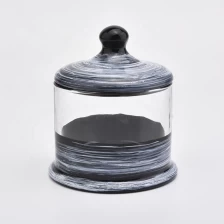 China Luxury custom glaze Glass Candle container with lid in bulk manufacturer