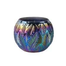China Electroplating lotus Glass Candle holders wholesales manufacturer