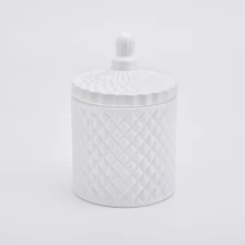 China Best Selling White Glass Candle Jar With Glass Lids manufacturer