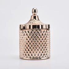 China High-End Luxury Rose Gold Glass Candle Jar With Lids manufacturer