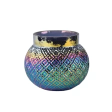 China Fancy custom iridescent electroplating glass candle jar manufacturer