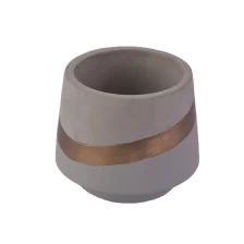 China Concrete clay Container Candle jar With Gold Decoration manufacturer