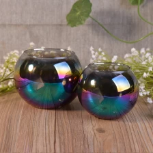 China Custom Ball Shaped Candle Glass Jars With Holographic Decoration manufacturer