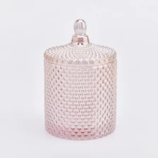 China Luxury Pink Glass Candle Jars With lids Wholesale manufacturer
