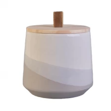 China custom luxury empty ceramic candle holder jar container with wood lid manufacturer