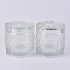 China Cylinder luxury crystal glass candle jar with cover manufacturer