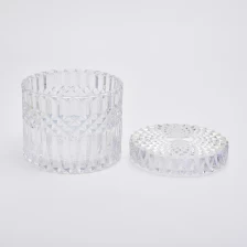 China 250ml GEO Cut Glass Candle Jar With Lids Wholesale manufacturer