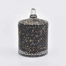 China Luxury black Glass Candle tin container with cover wedding decoration manufacturer