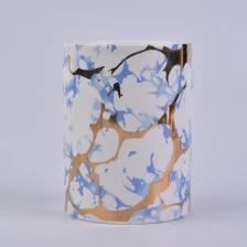 China Gold And Marble Pattern Ceramic Candle Vessel Wholesale manufacturer
