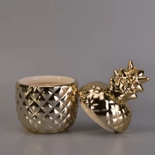 China Hot Selling Gold Pineapple Ceramic Candle Jar manufacturer