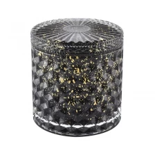 China Luxury Black Geo Cut Glass Candle Jar With Lids manufacturer