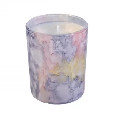 China Wholesales empty custom iridescent cylinder ceramic candle holder 8oz 10oz 11oz manufacturer