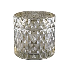 China Diamond Cut Candle Container With Glass Lid wholesale manufacturer